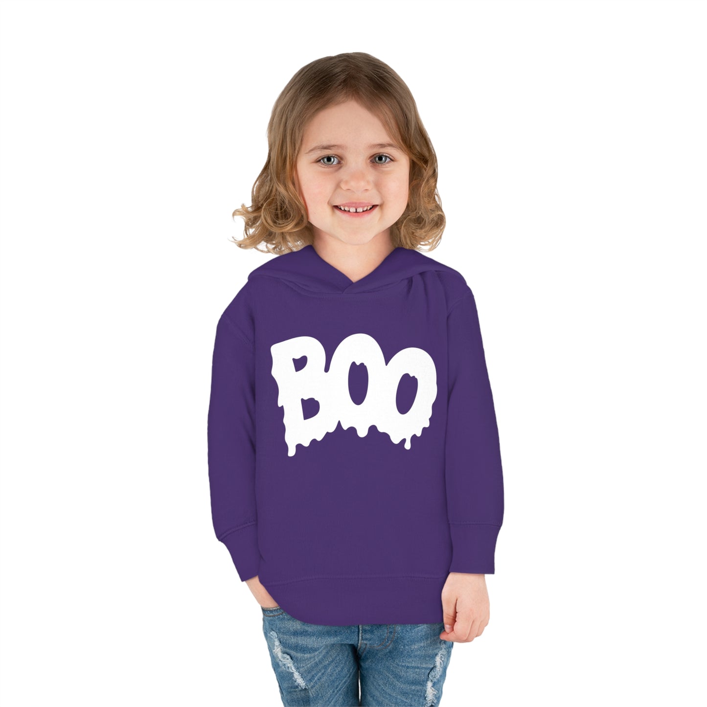 "Boo" Toddler Pullover Fleece Hoodie: Spooky-Cute Halloween Charm for Your Little One!