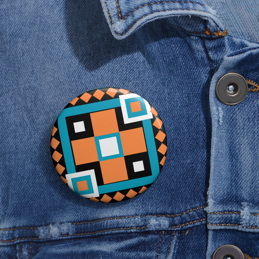 2.25" Square Geometric Design Button Pin