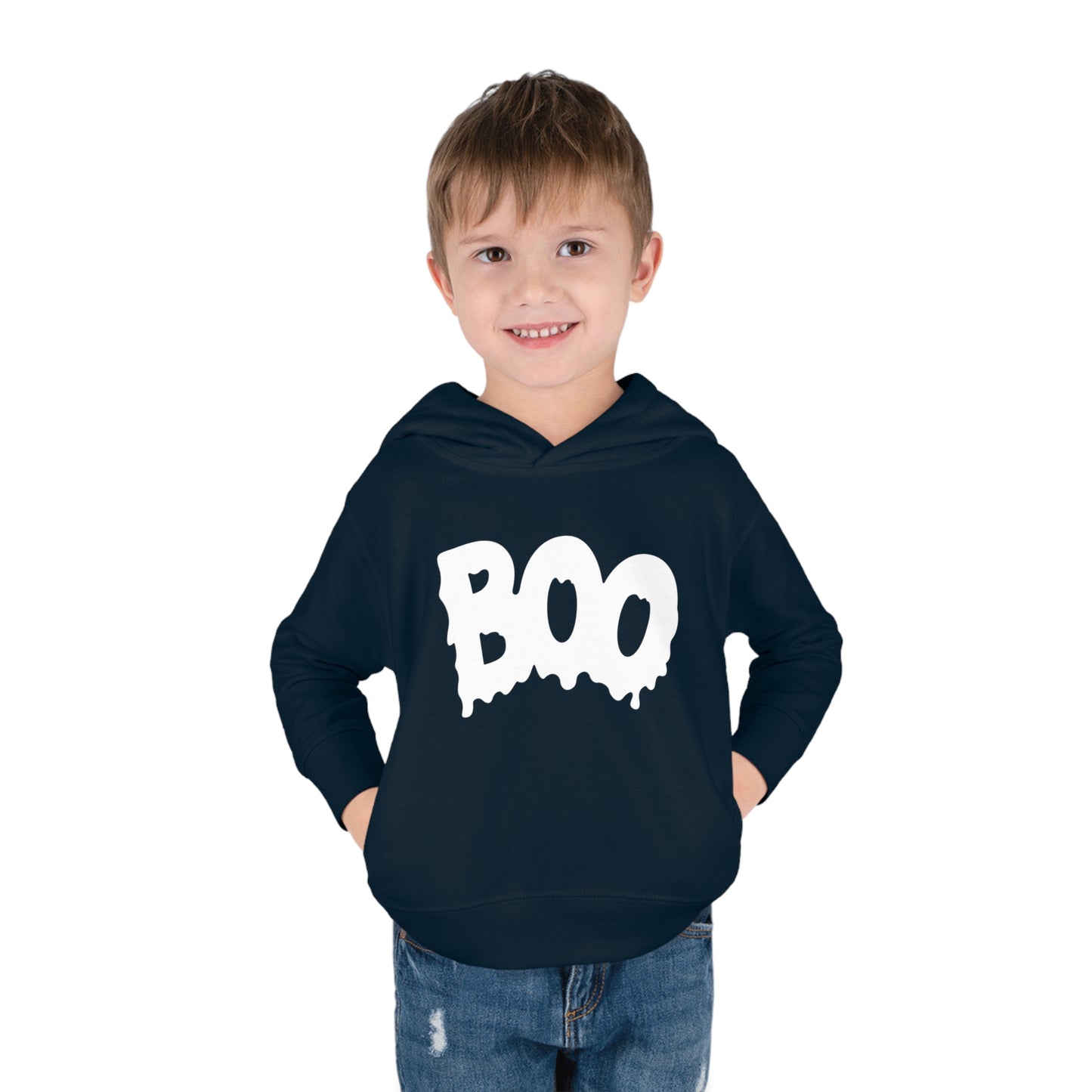 "Boo" Toddler Pullover Fleece Hoodie: Spooky-Cute Halloween Charm for Your Little One!