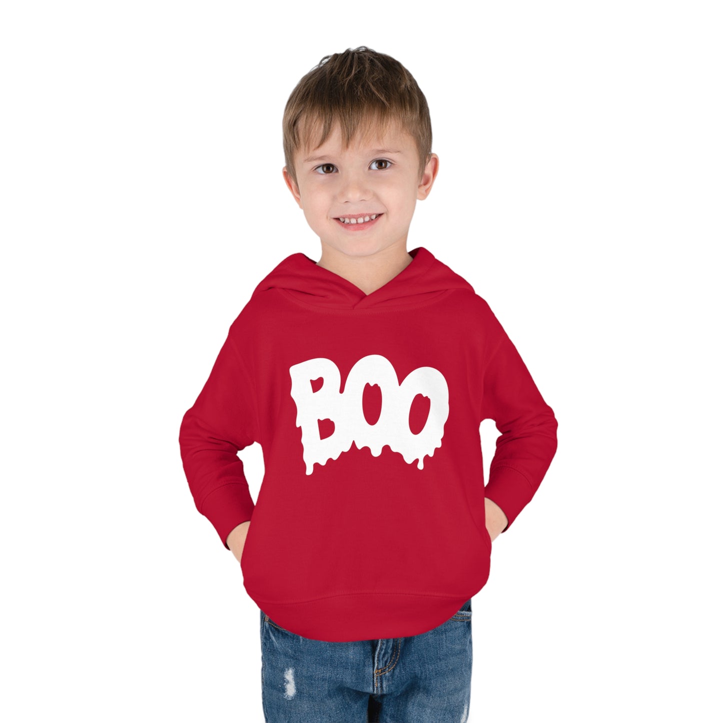 "Boo" Toddler Pullover Fleece Hoodie: Spooky-Cute Halloween Charm for Your Little One!