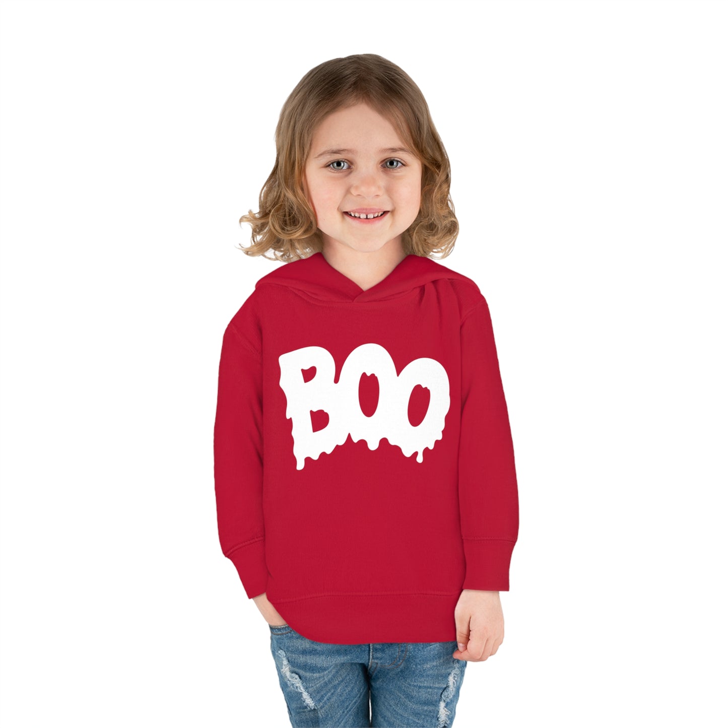 "Boo" Toddler Pullover Fleece Hoodie: Spooky-Cute Halloween Charm for Your Little One!