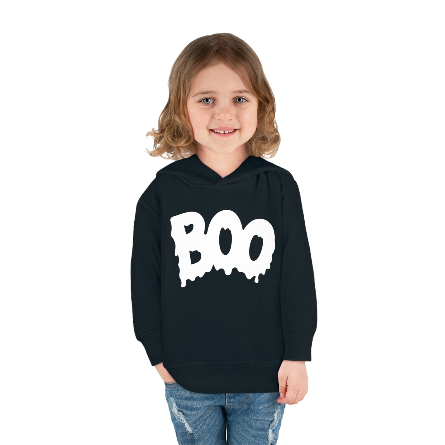 "Boo" Toddler Pullover Fleece Hoodie: Spooky-Cute Halloween Charm for Your Little One!