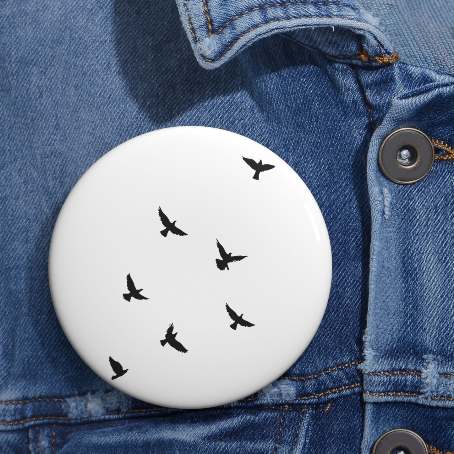 3" Flying Birds Button Pin