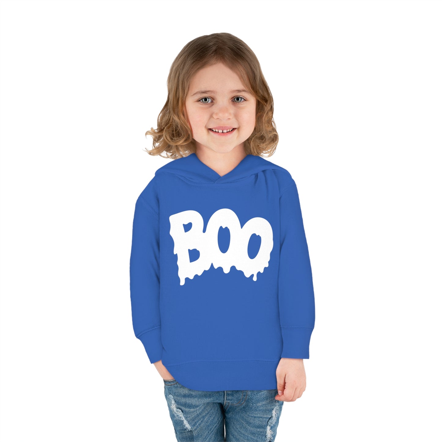 "Boo" Toddler Pullover Fleece Hoodie: Spooky-Cute Halloween Charm for Your Little One!