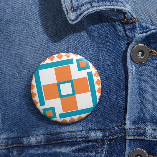 2.25" Square Geometric Design Button Pin