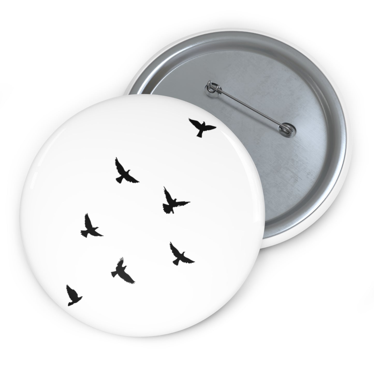 3" Flying Birds Button Pin