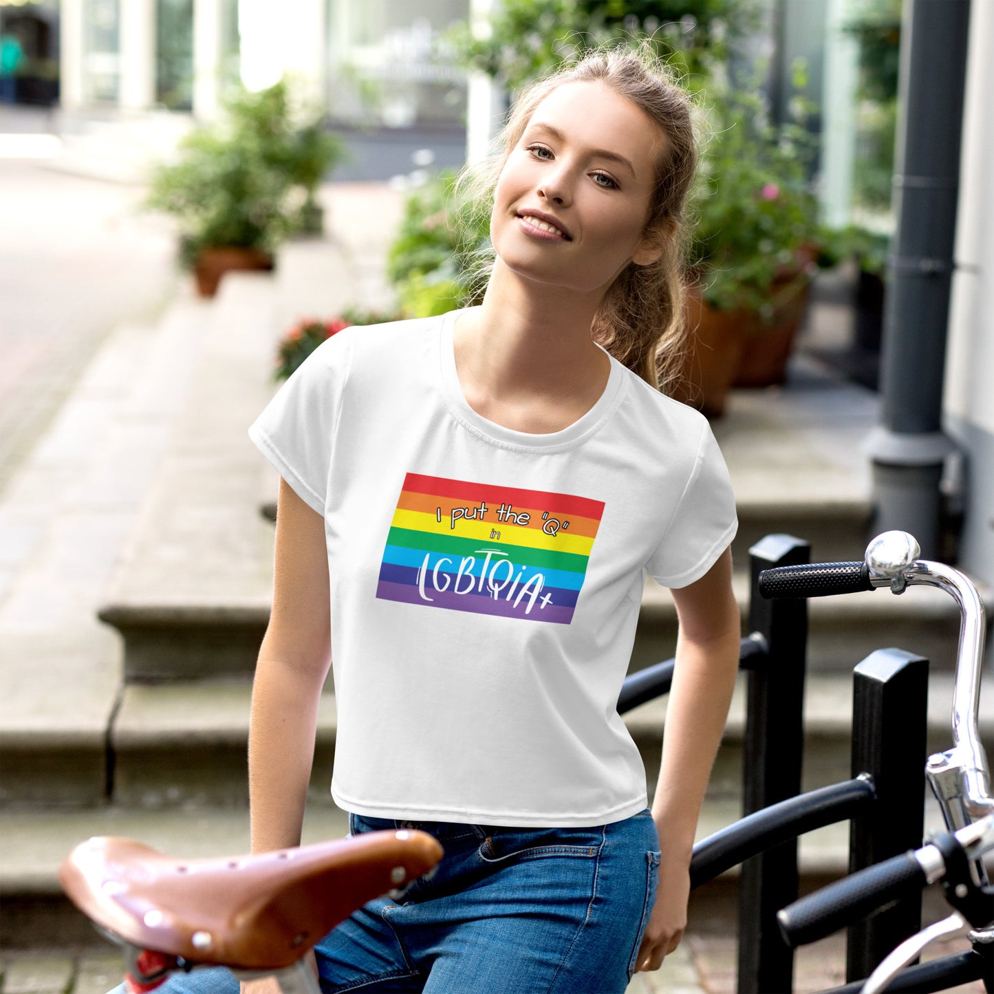 Women's Cropped T-Shirt - "I Put the Q in LGBTQIA+": Embrace Queer Identity and Inclusivity