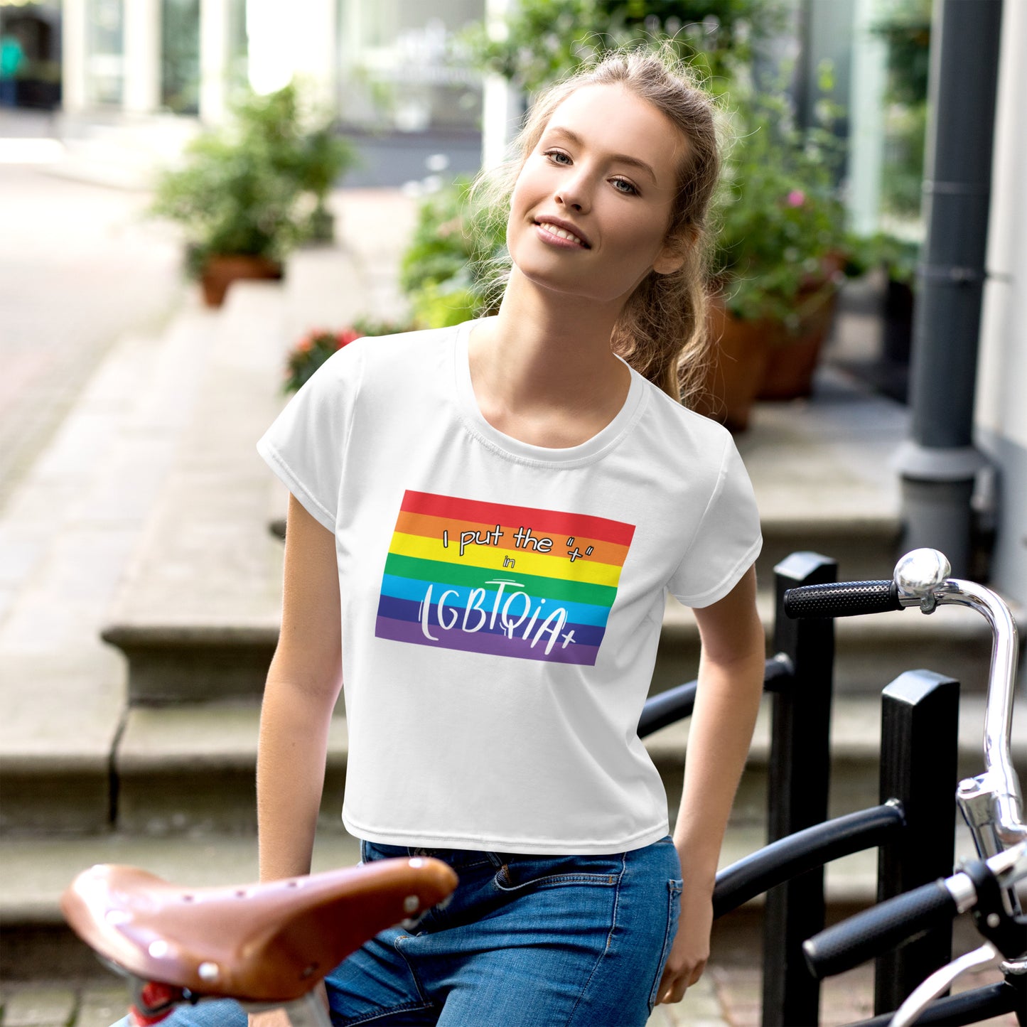 Women's Cropped T-Shirt - "I Put the + in LGBTQIA+": Celebrate Diversity and Inclusivity