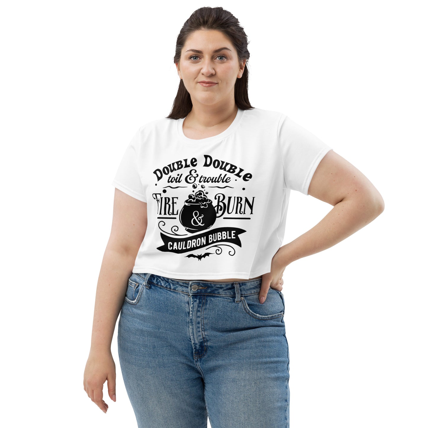 "Mystical Charm" Women's Cropped Tee: Embrace Halloween with an Iconic Witchy Quote Design