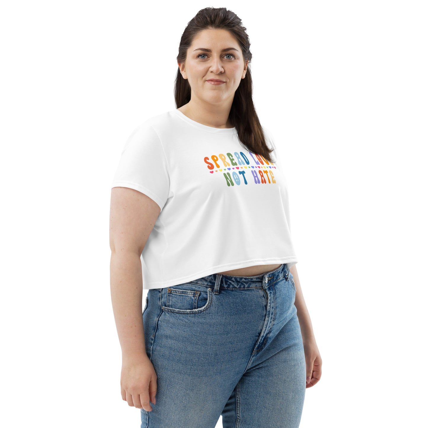 Women's Cropped T-Shirt - Spread Love, Not Hate: Embrace Unity and Positivity