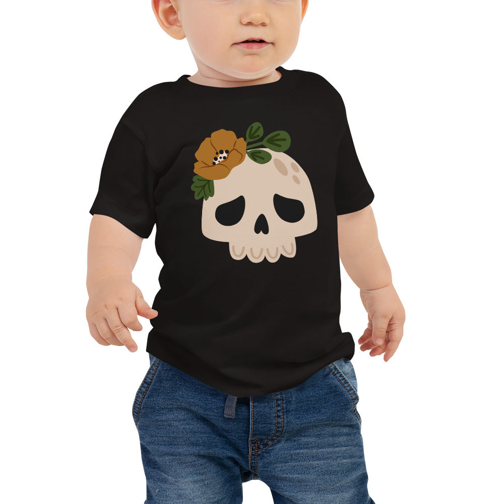 "Skull with Flower" Infant T-Shirt: Playful Design with a Whimsical Twist