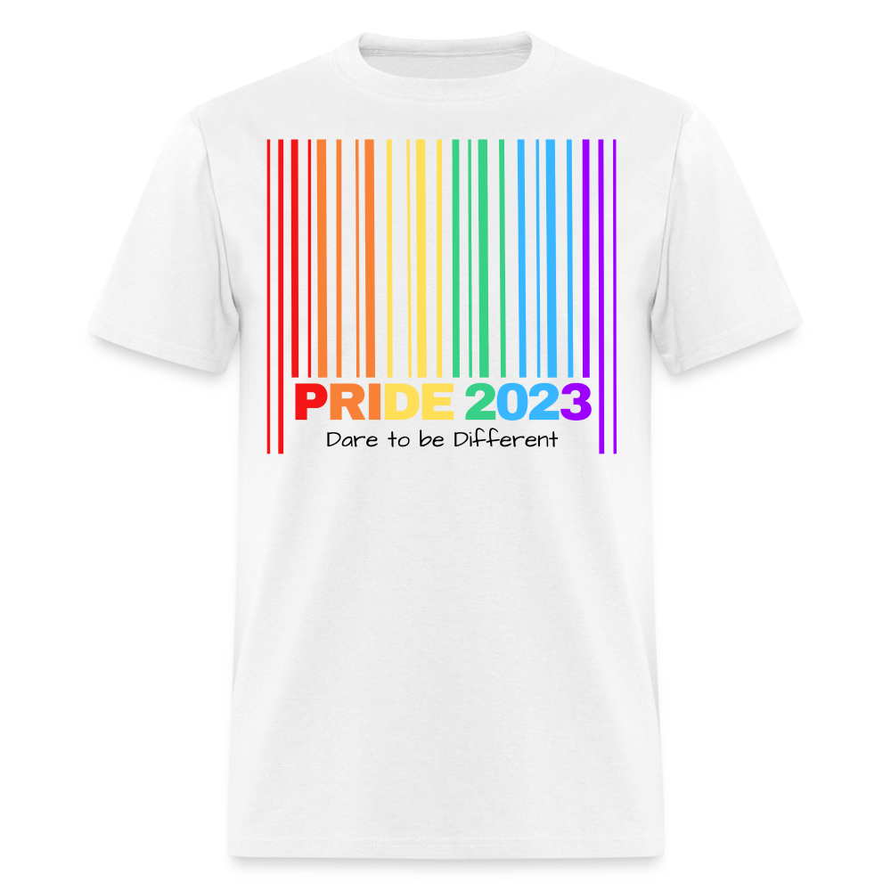 Unisex Pride 2023 Dare to Be Different T-Shirt - Rainbow Design - white