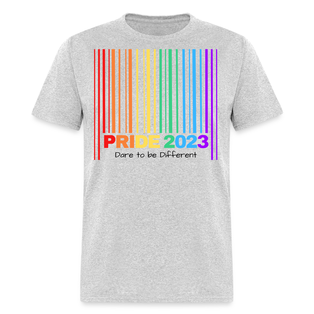 Unisex Pride 2023 Dare to Be Different T-Shirt - Rainbow Design - heather gray