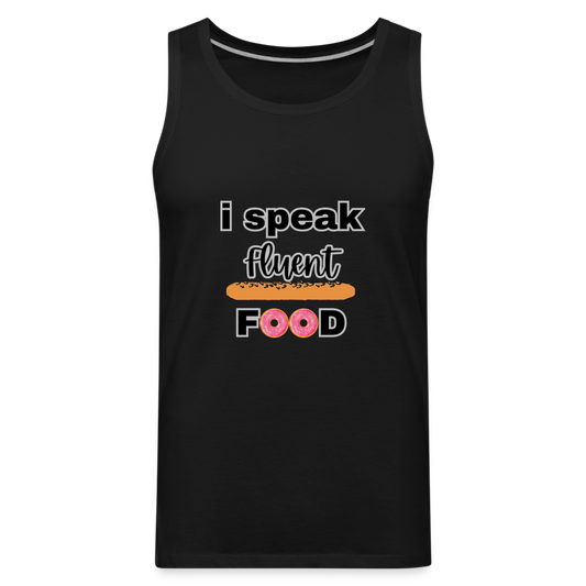 Tank with "I Speak Fluent Food" Design - black