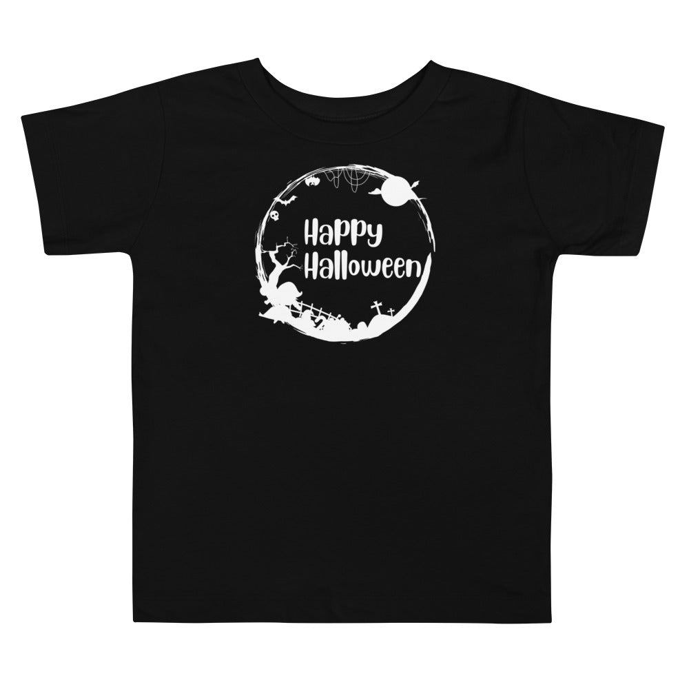 "Happy Halloween" Toddler T-Shirt: Adorable Circular Design for Festive Fun