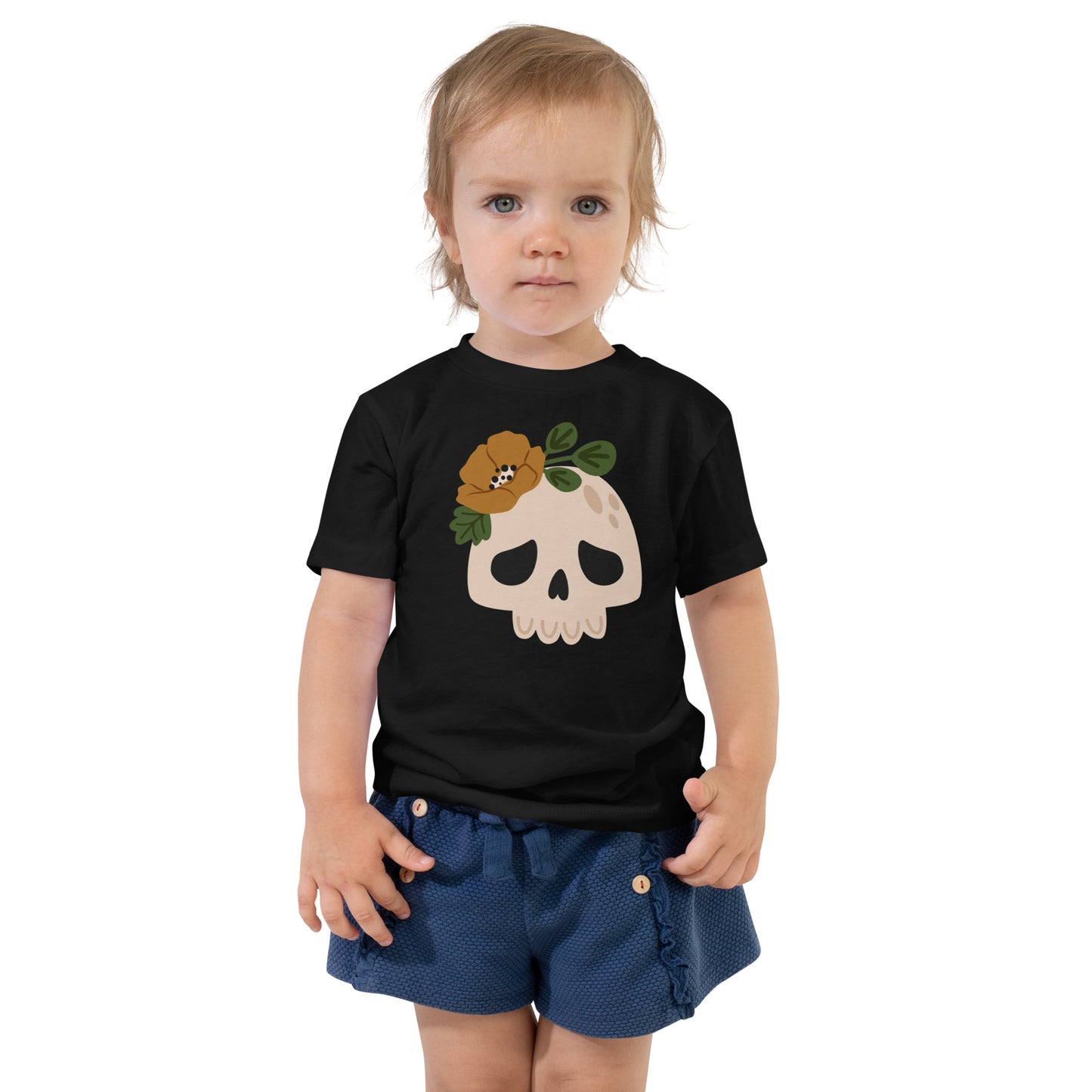 Toddler T-Shirt with Adorable Skull and Flower Crown Design