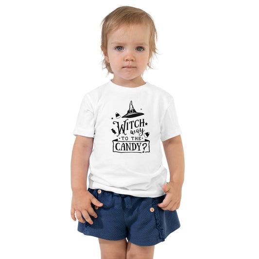 "Witch Way to the Candy" Toddler T-Shirt: Enchanting Halloween Adventure Design