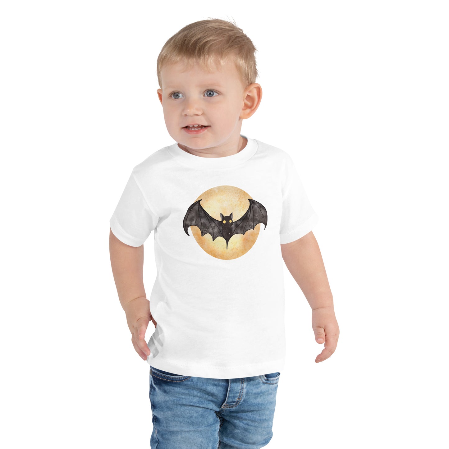 "Bat Over the Moon" Toddler T-Shirt: Whimsical Halloween Design for Your Little Trick-or-Treater