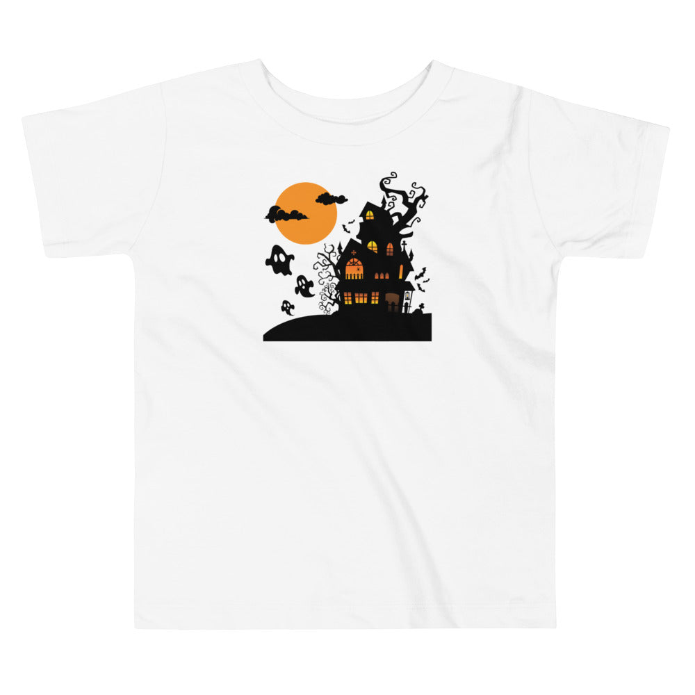 "Haunted House" Toddler T-Shirt: Embrace Halloween with a Playful and Spooky Design