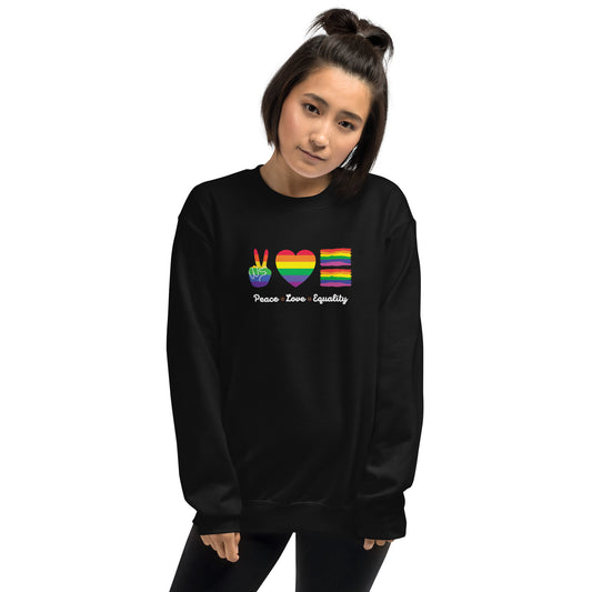 Unisex Peace Love Equality Sweatshirt: Promoting Unity and Acceptance