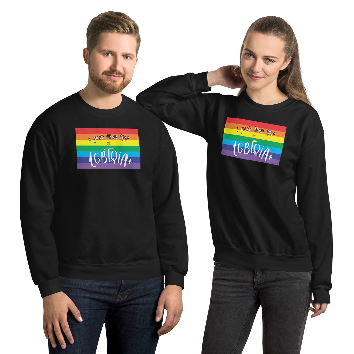 "I Put the B in LGBTQIA+" Crewneck Sweatshirt: Celebrating Bisexuality and Inclusivity