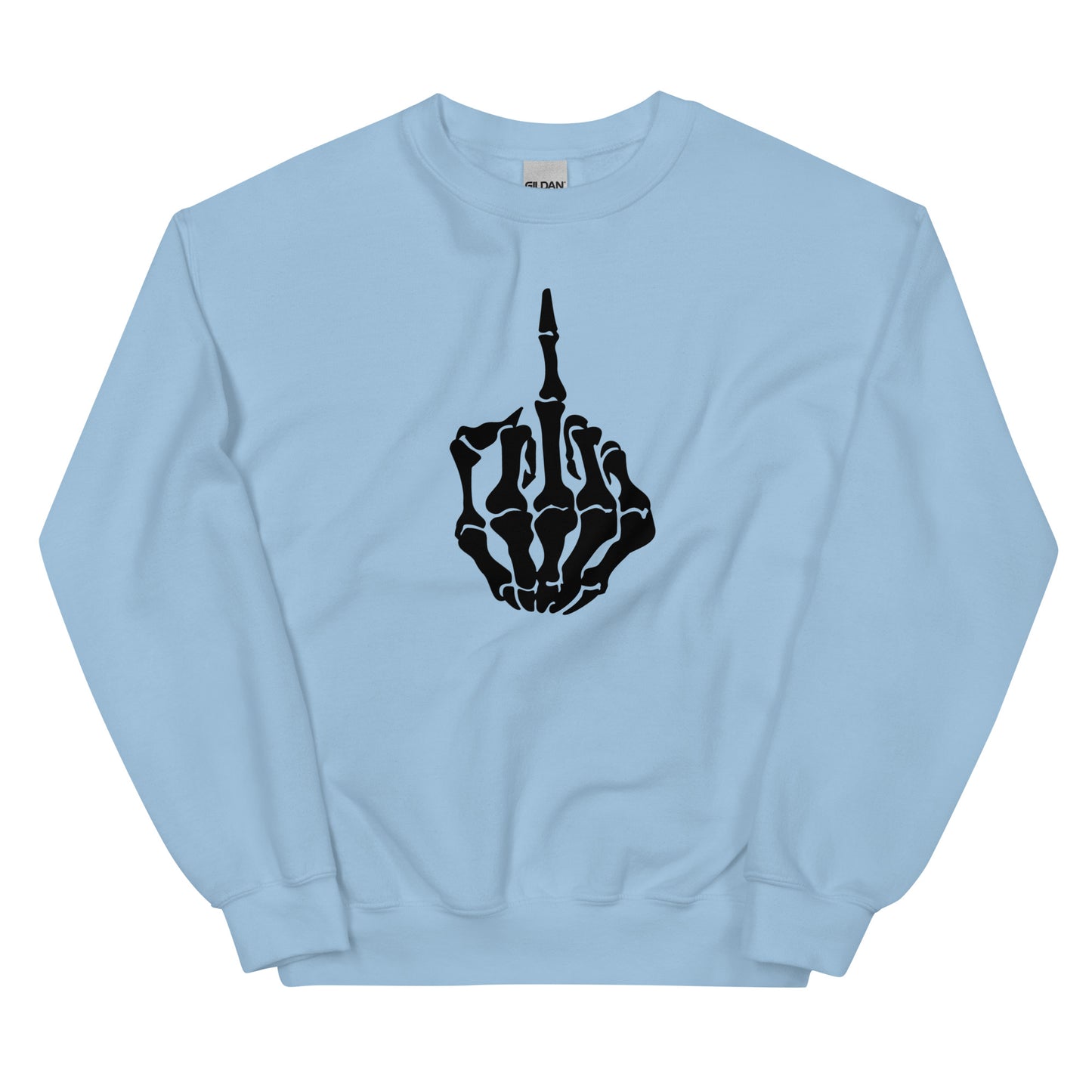 Edgy Skeleton Hand Middle Finger Design Unisex Crewneck Sweatshirt: Make a Bold Statement This Halloween