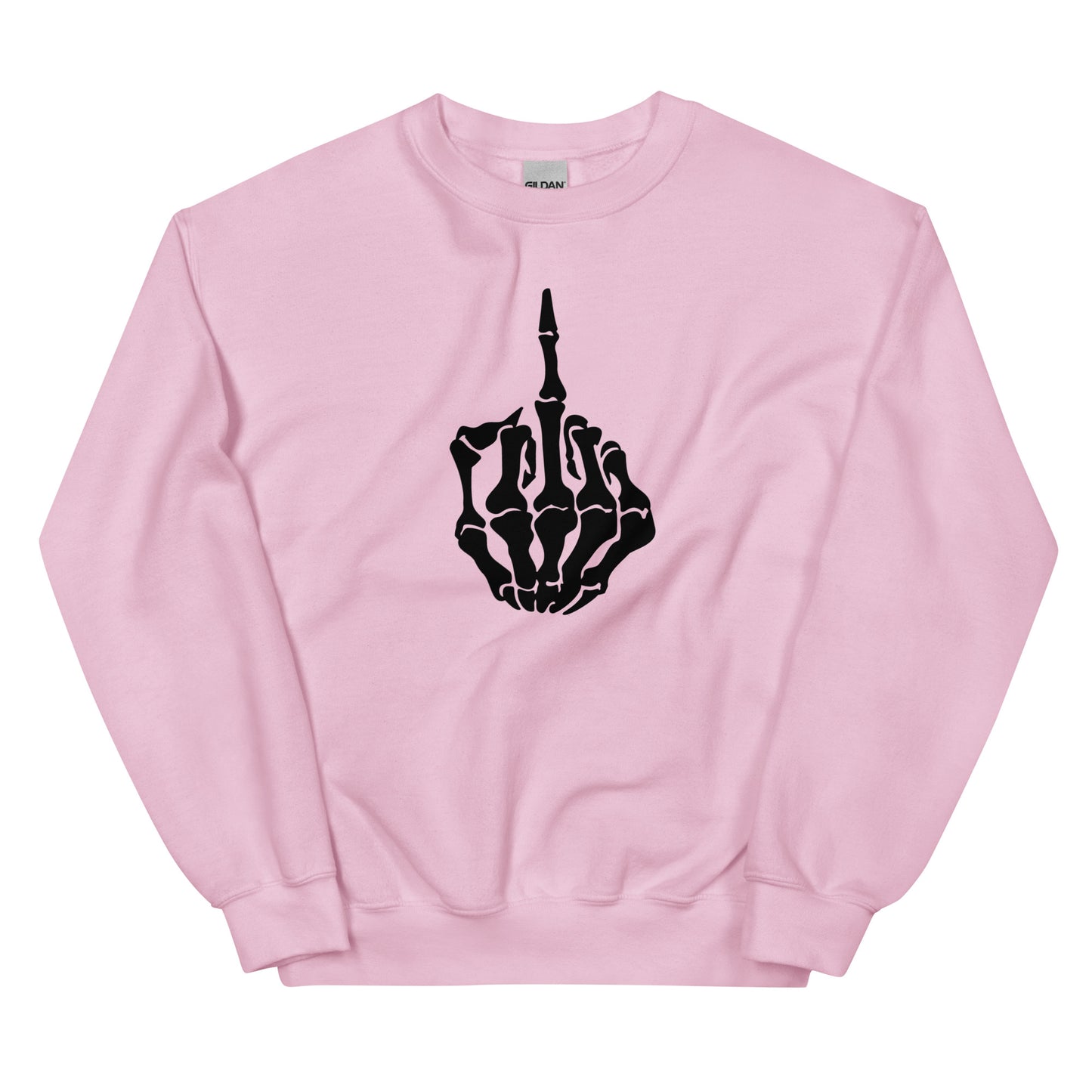 Edgy Skeleton Hand Middle Finger Design Unisex Crewneck Sweatshirt: Make a Bold Statement This Halloween