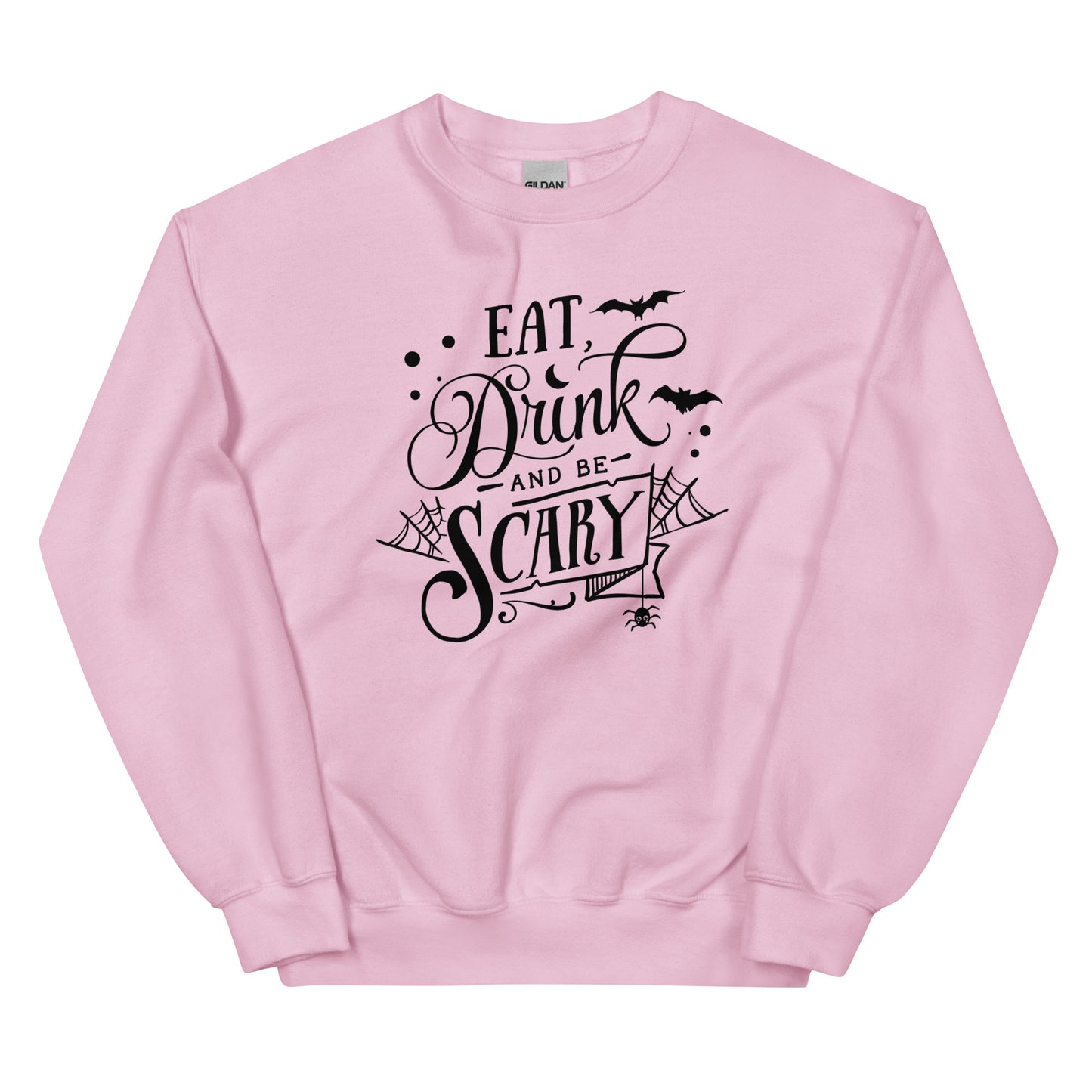 Playful "Eat, Drink, and Be Scary" Unisex Crewneck Sweatshirt: Embrace Halloween Fun with Style