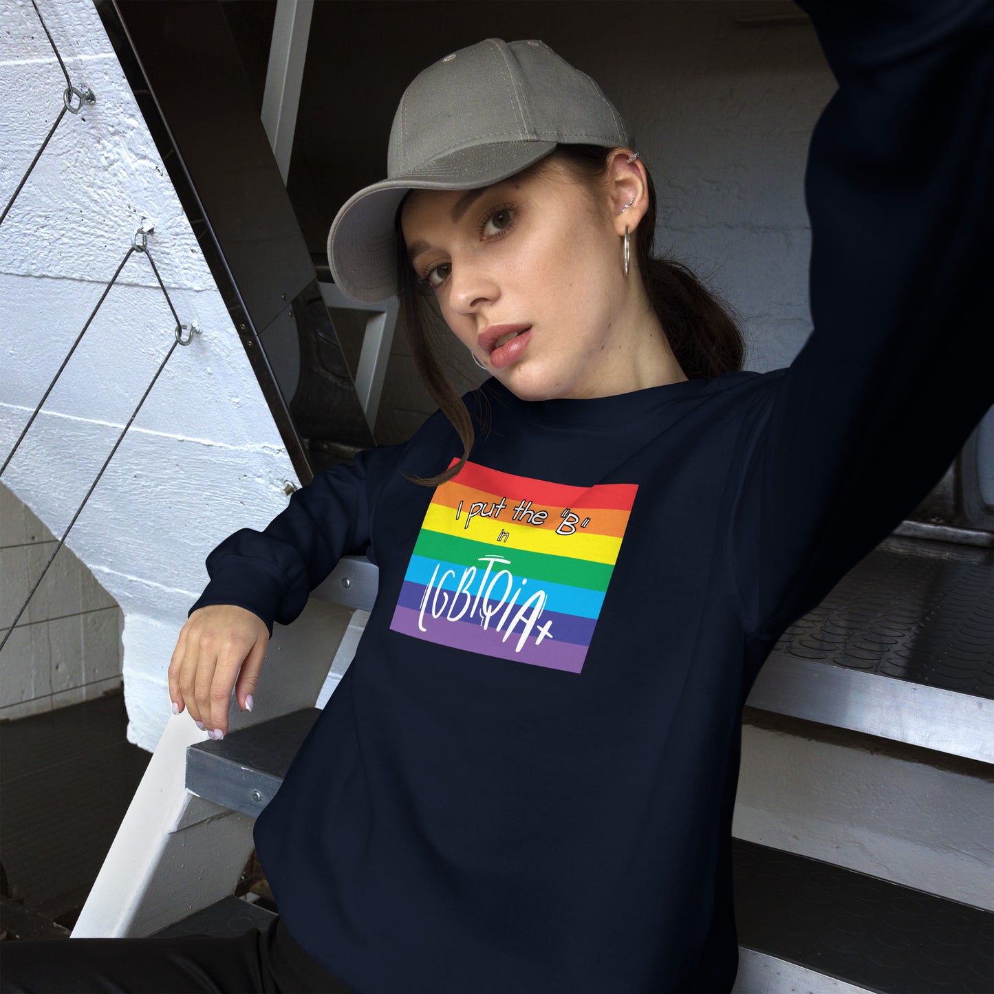 "I Put the B in LGBTQIA+" Crewneck Sweatshirt: Celebrating Bisexuality and Inclusivity