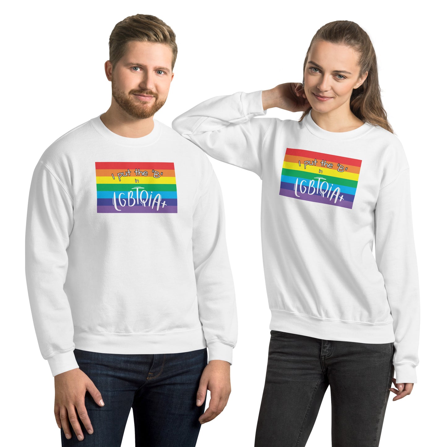 "I Put the B in LGBTQIA+" Crewneck Sweatshirt: Celebrating Bisexuality and Inclusivity