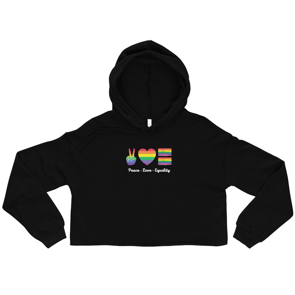 Women's Peace Love and Equality Design Cropped Hoodie: Embrace Unity, Empowerment, and Fashion-forward Style