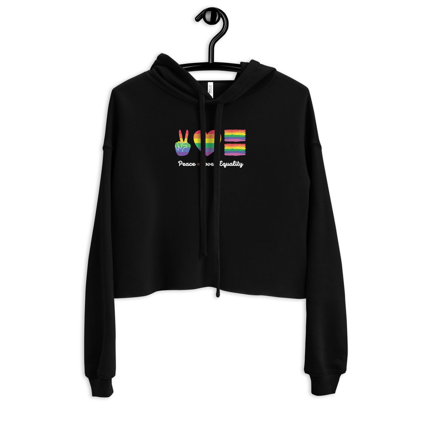 Women's Peace Love and Equality Design Cropped Hoodie: Embrace Unity, Empowerment, and Fashion-forward Style