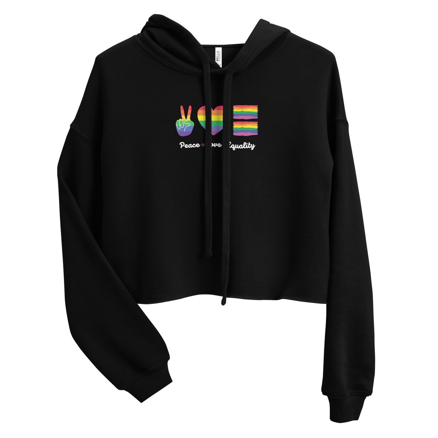 Women's Peace Love and Equality Design Cropped Hoodie: Embrace Unity, Empowerment, and Fashion-forward Style