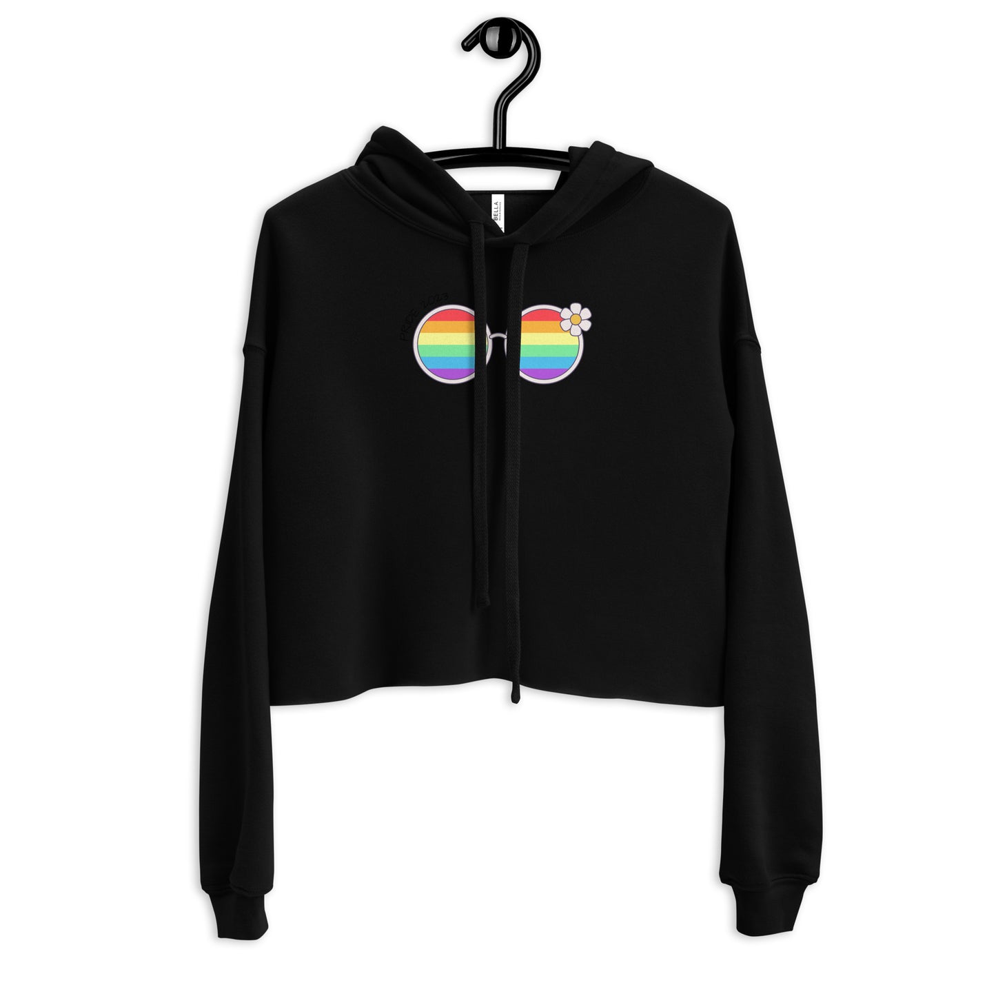 Women's Rainbow Sunglasses Graphic Cropped Hoodie: Embrace Vibrancy and Fun with a Fashionable Twist