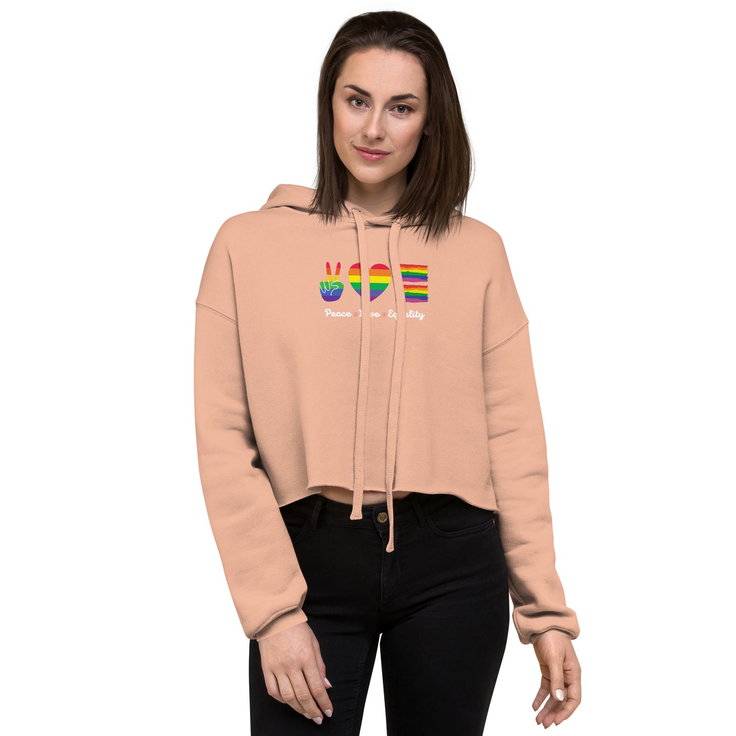 Women's Peace Love and Equality Design Cropped Hoodie: Embrace Unity, Empowerment, and Fashion-forward Style