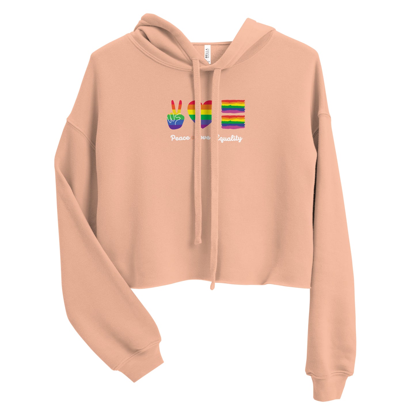 Women's Peace Love and Equality Design Cropped Hoodie: Embrace Unity, Empowerment, and Fashion-forward Style