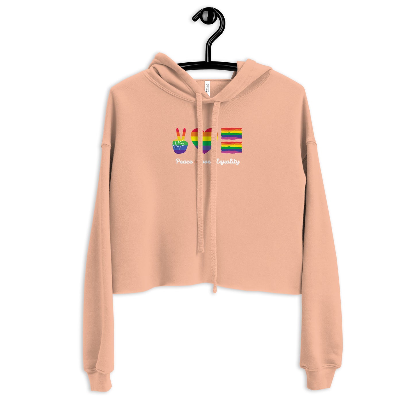 Women's Peace Love and Equality Design Cropped Hoodie: Embrace Unity, Empowerment, and Fashion-forward Style