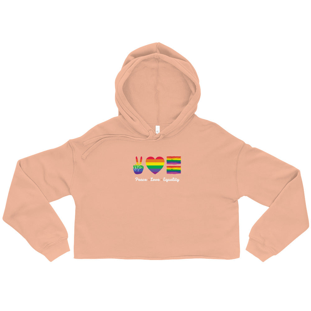 Women's Peace Love and Equality Design Cropped Hoodie: Embrace Unity, Empowerment, and Fashion-forward Style