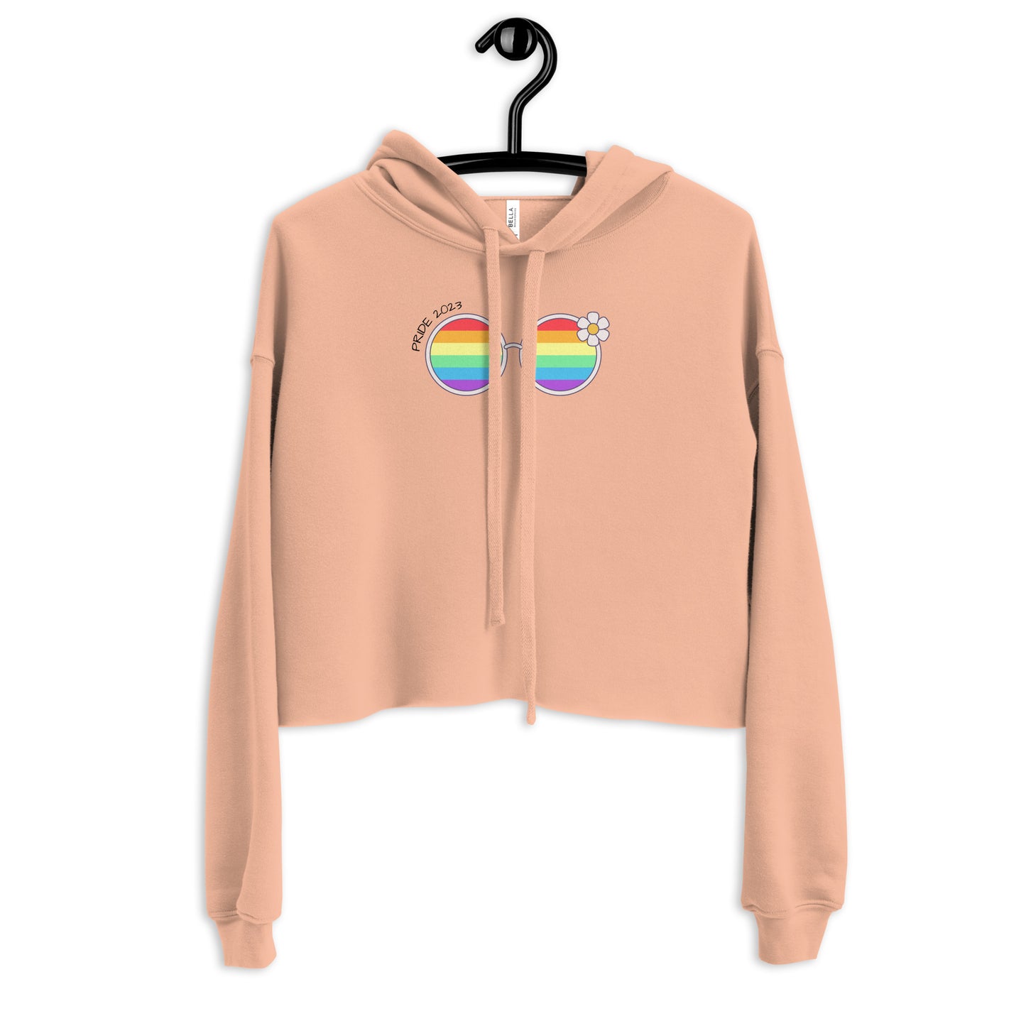 Women's Rainbow Sunglasses Graphic Cropped Hoodie: Embrace Vibrancy and Fun with a Fashionable Twist