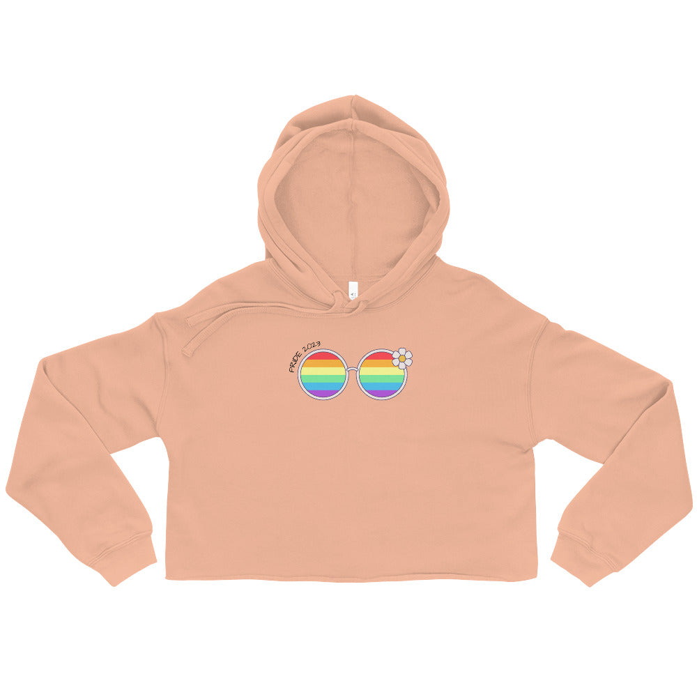 Women's Rainbow Sunglasses Graphic Cropped Hoodie: Embrace Vibrancy and Fun with a Fashionable Twist