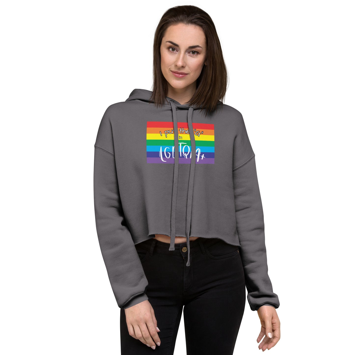 Women's Cropped Hoodie - "I Put the G in LGBTQIA+": Celebrate Identity and Inclusivity