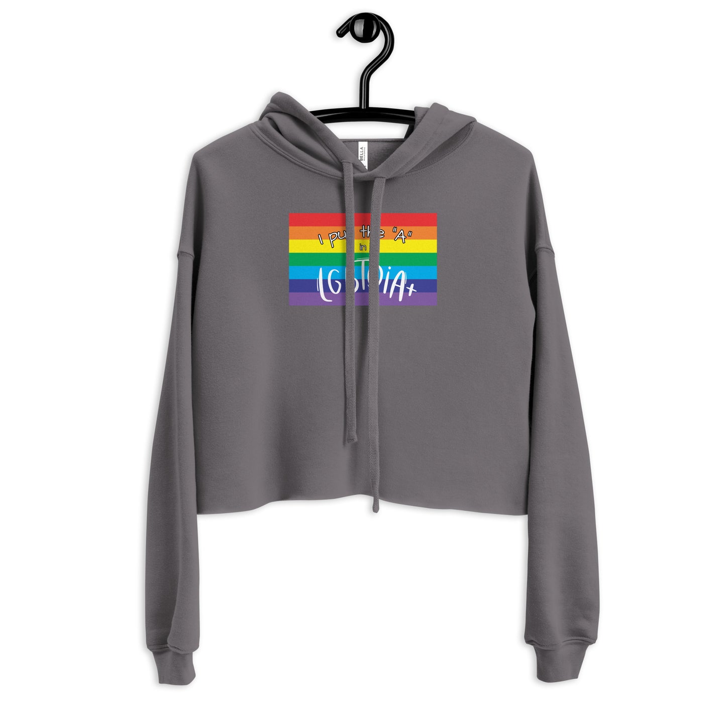 Women's Cropped Hoodie - "I Put the A in LGBTQIA+": Celebrating Asexual Visibility and Inclusivity