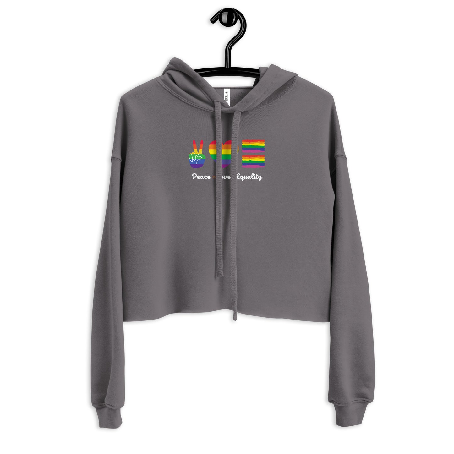 Women's Peace Love and Equality Design Cropped Hoodie: Embrace Unity, Empowerment, and Fashion-forward Style