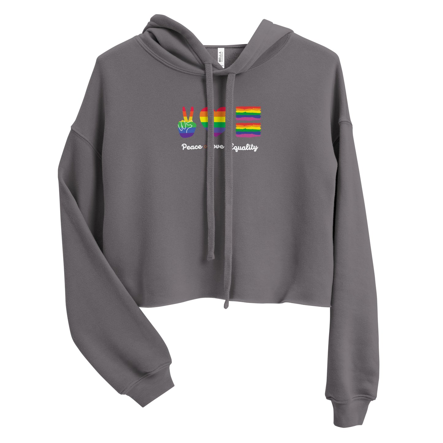 Women's Peace Love and Equality Design Cropped Hoodie: Embrace Unity, Empowerment, and Fashion-forward Style