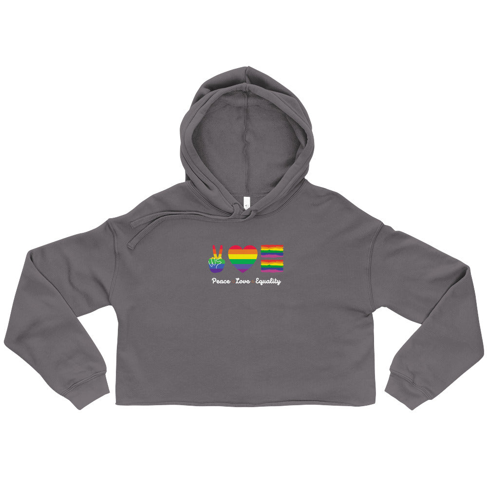 Women's Peace Love and Equality Design Cropped Hoodie: Embrace Unity, Empowerment, and Fashion-forward Style