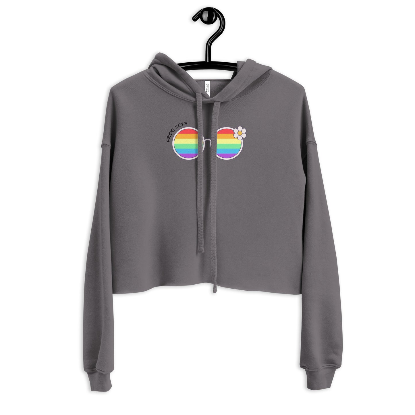 Women's Rainbow Sunglasses Graphic Cropped Hoodie: Embrace Vibrancy and Fun with a Fashionable Twist