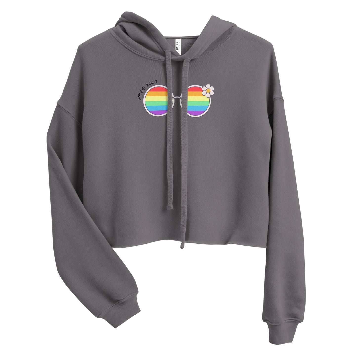 Women's Rainbow Sunglasses Graphic Cropped Hoodie: Embrace Vibrancy and Fun with a Fashionable Twist