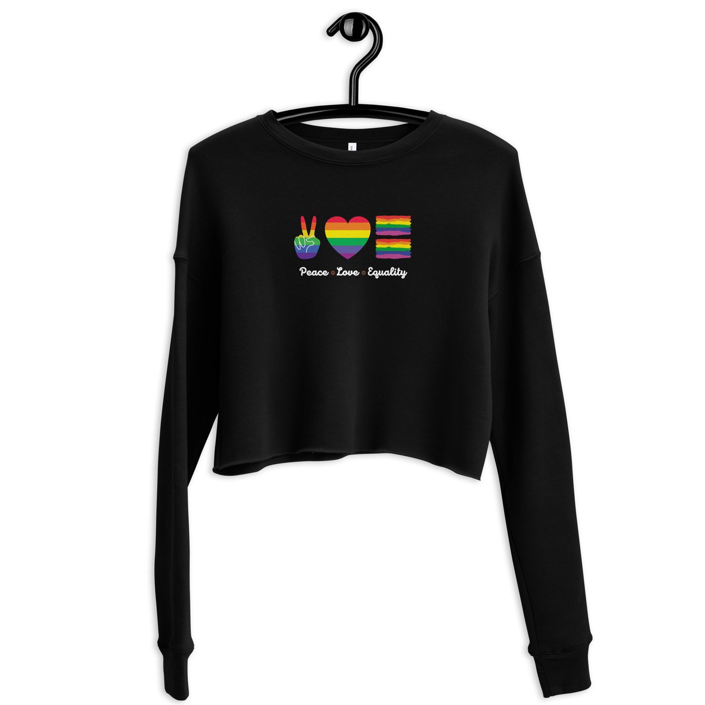 Women's Cropped Sweatshirt - Peace Love Equality: Spread the Message of Harmony and Inclusion