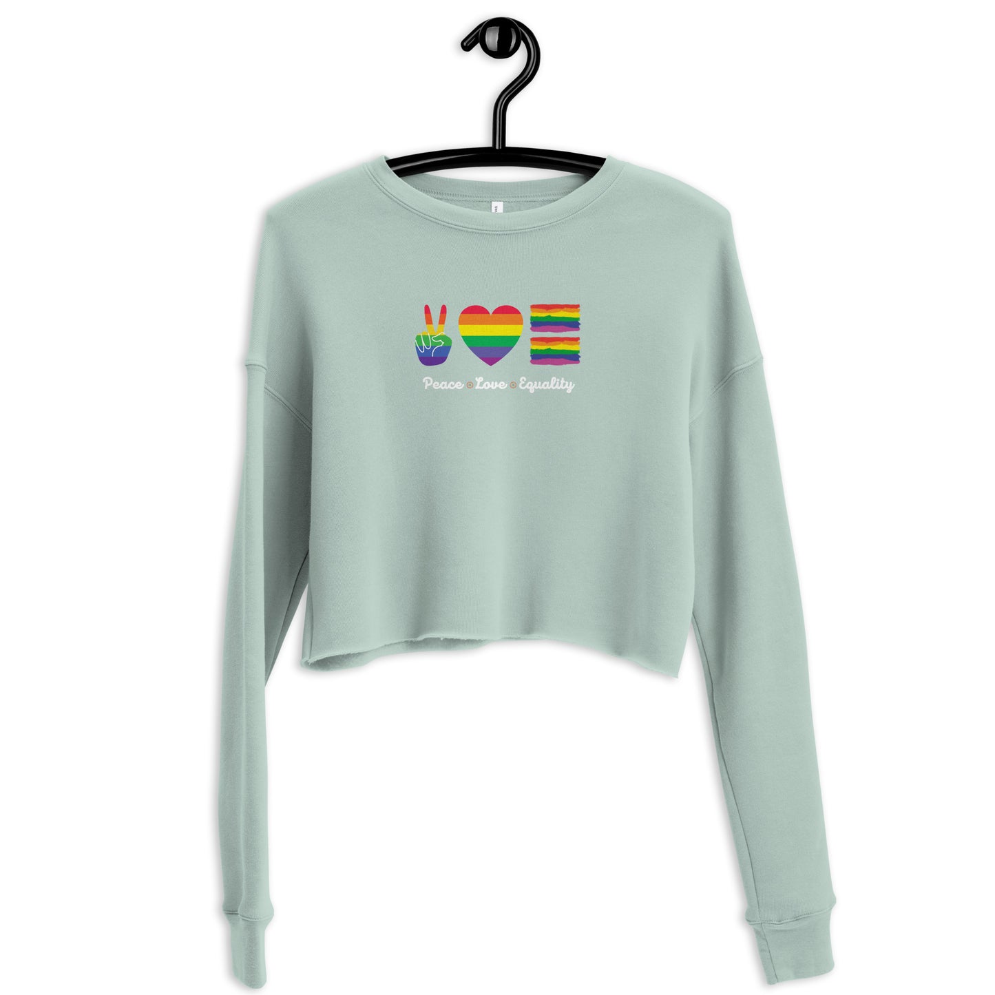 Women's Cropped Sweatshirt - Peace Love Equality: Spread the Message of Harmony and Inclusion