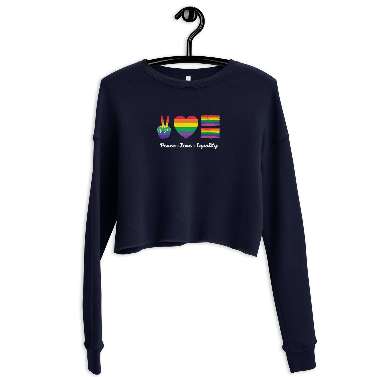 Women's Cropped Sweatshirt - Peace Love Equality: Spread the Message of Harmony and Inclusion